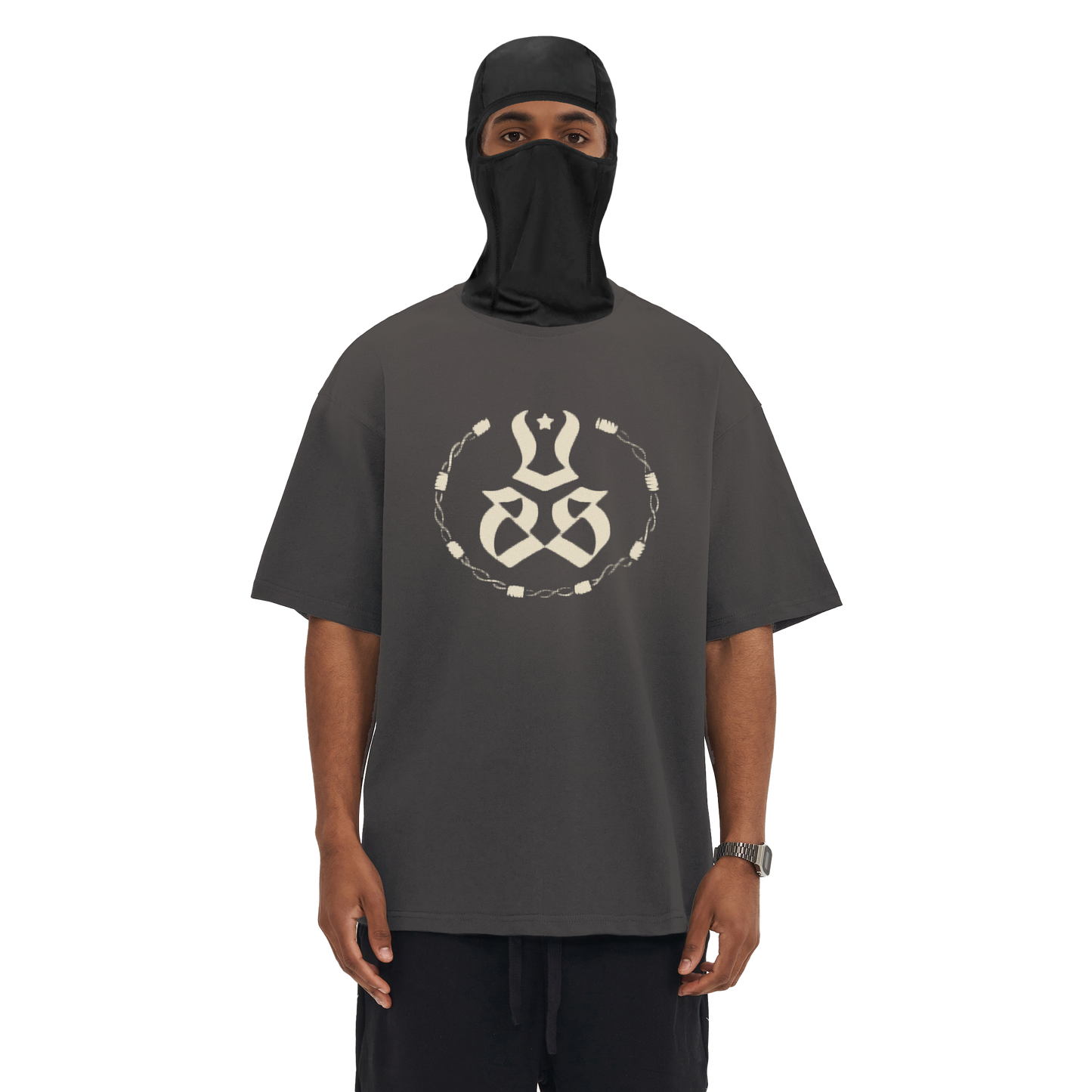 DISTRESSED LOGO TEE - SMOKEY GREY